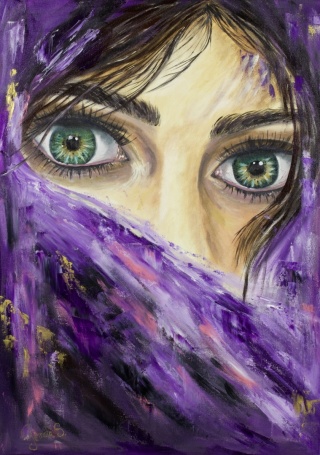 Obraz olejny 50x70 cm „Hipnotyczne spojrzenie „