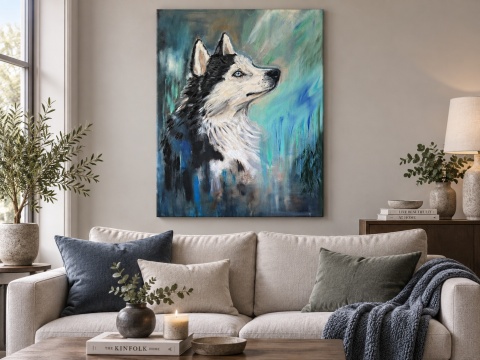 Obraz olejny 60x80 cm „Harry – błękitne spojrzenie”
