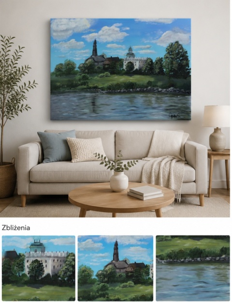 Obraz olejny 60x80 cm "Sandomierz nad Wisłą"