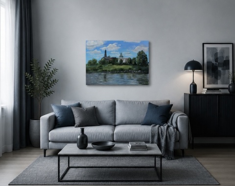 Obraz olejny 60x80 cm "Sandomierz nad Wisłą"